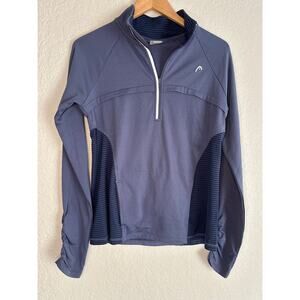 Head Half Zip Blue Pullover Thumbhole Pouch Athleisure Athletic Stretchy Tennis